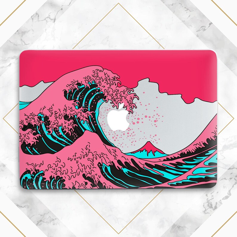 Great Wave Kanagawa Japanese Trendy Art MacBook Case Pink Waver Ocean ...