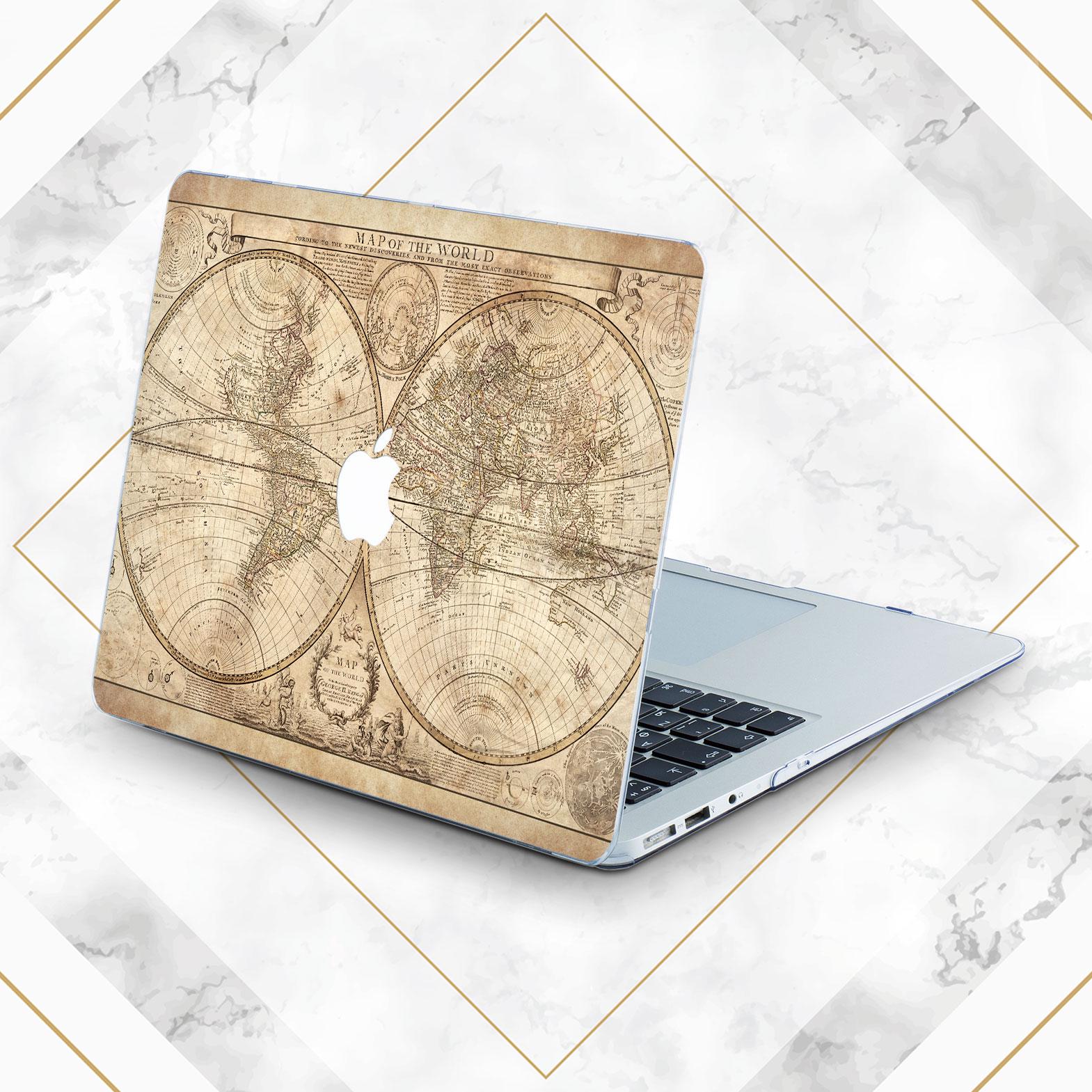 Vintage World Map Brown Beige MacBook Case Travel Globe Cover MacBook ...