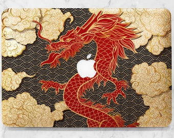 Macbook case cloud Red dragon Japanese art Macbook hard case Golden case Case Pro Silver glitter Rose gold Macbook case animal A1932 Vintage