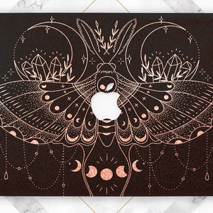 Macbook case moth Occult art case Macbook case dark Black magic print Macbook case insect Macbook case glitter Moon phases art Air 13 M2