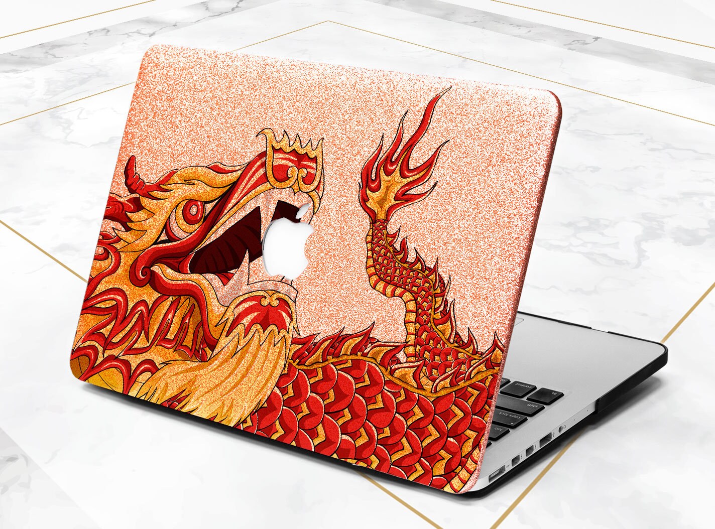 MacBook Case Dragon MacBook Case Glitter MacBook Case Silver Gift for