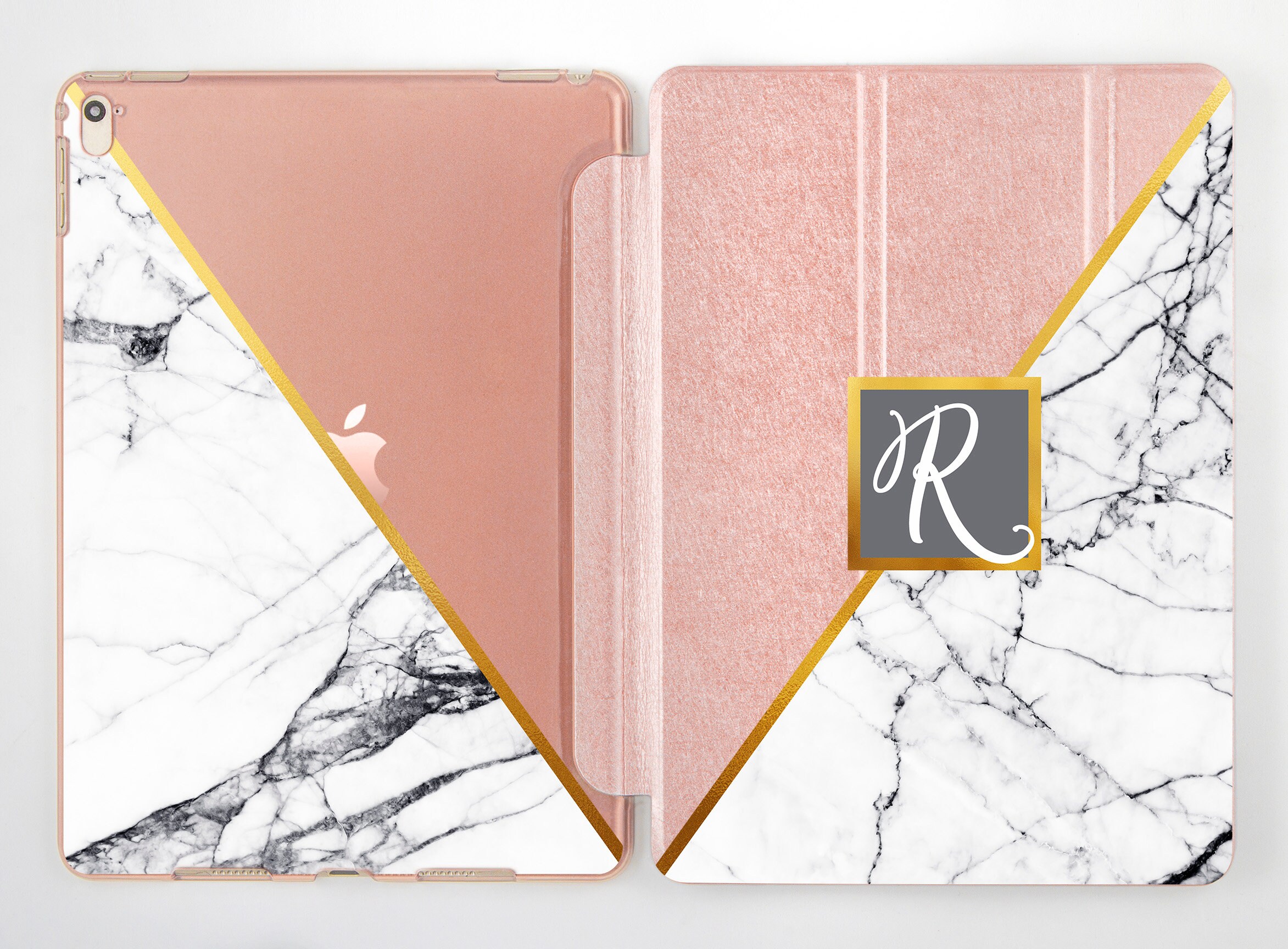 IPad case monogram White marble Initials iPad case marble iPad Etsy