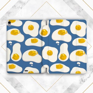 Funny eggs art iPad case blue iPad case kawaii Cartoon art case iPad case cats iPad smart case iPad case stand iPad Pro Mini Air Gift cute