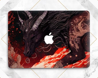 Arte del dragón negro Macbook caso magia Arte animal mítico Rojo Marrón impresión Macbook caso duro Macbook M3 M2 Macbook Air 15 Pro 13 Pro 14 Pro 16