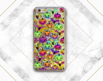 Phone case pumpkin iPhone case bat Glitter case Halloween decor Rainbow pumpkin Spooky decor iPhone X case iPhone 11 Pro Max iPhone 8 Plus