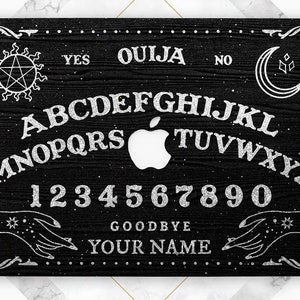 Ouija board art Macbook glitter case Black magic art Macbook hard case Case with name Macbook M1 case Macbook Pro 16 case bling  Silver case