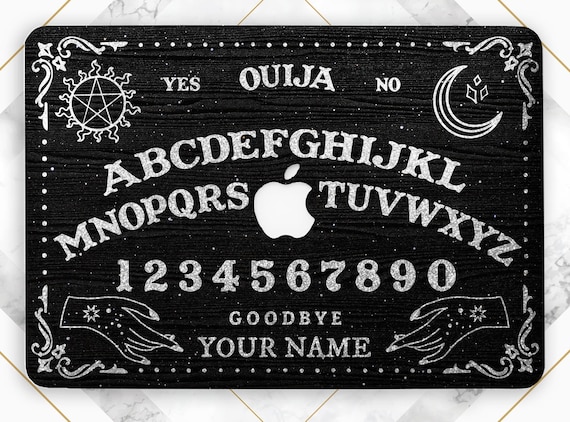Ouija board art Macbook glitter case Black magic art Macbook hard case Case with name Macbook M1 case Macbook Pro 16 case bling  Silver case