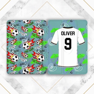 iPad case football Personalized gift iPad case name iPad case sport Case for boys girls iPad case custom smart case Blue Green Fun Socker