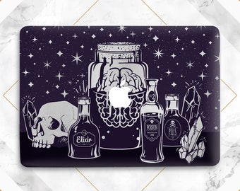 Witchy elixir art Macbook case occult Macbook hard case Macbook case skull Black magic art Macbook case blue Poison bottle art Macbook case