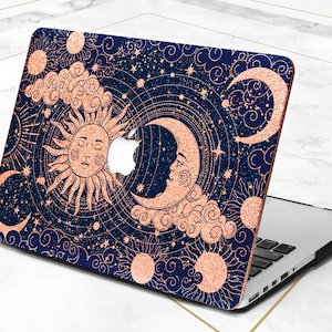 MacBook case moon Pro 16 case Vintage sun Golden glitter Rose gold case Pro 13 2019 MacBook Air 13 MacBook case bling MacBook 2020 Night image 7