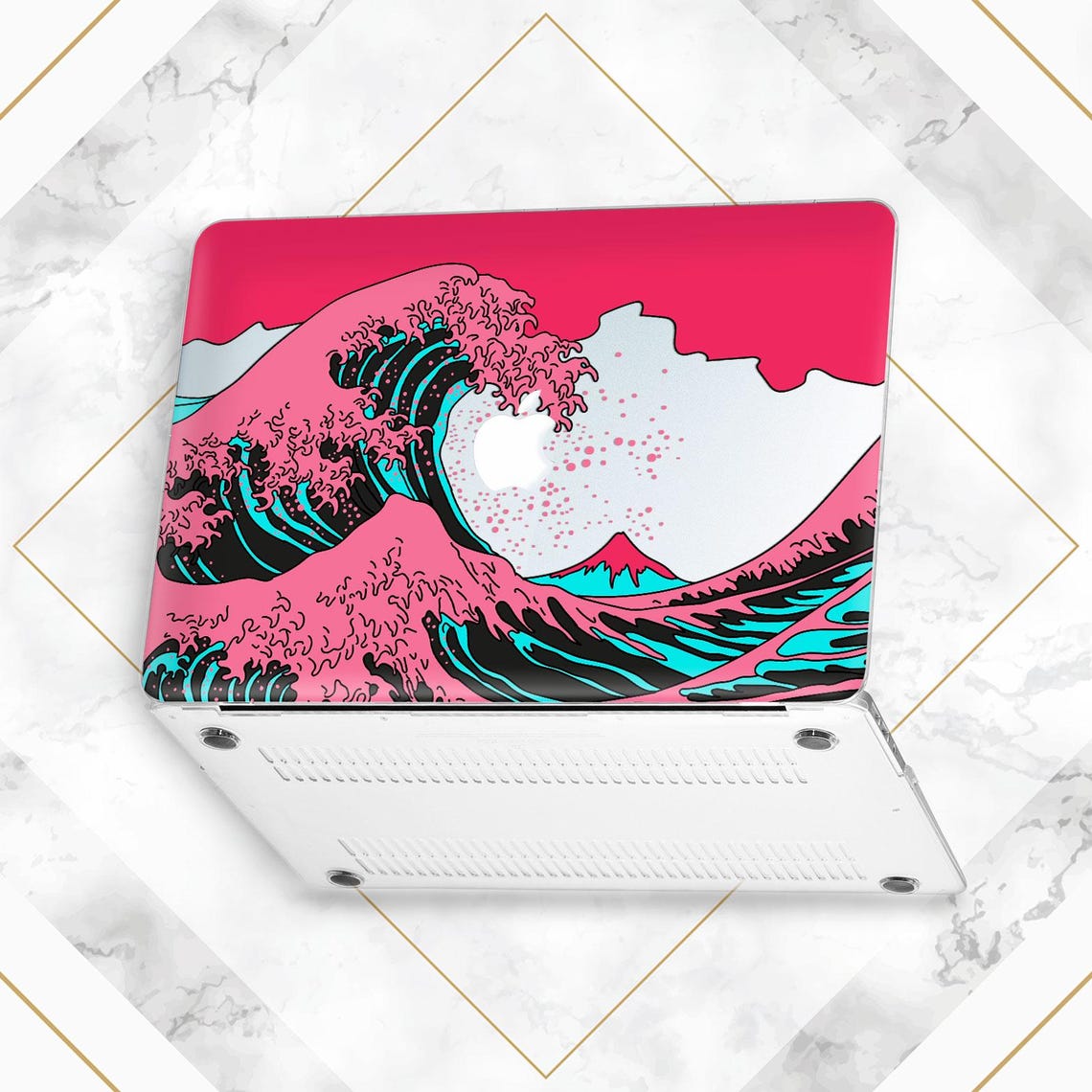 Great Wave Kanagawa Japanese Trendy Art MacBook Case Pink Waver Ocean ...