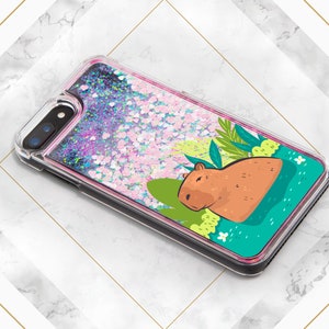 Capy in water print Phone case glitter iPhone case capybara Liquid Bling Floating Cute animal art Case for Samsung Glitter Waterfall Gift image 5