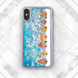 Gingerbread houses iPhone case glitter Liquid Bling Floating iPhone case name Christmas decor Case for Samsung iPhone 13 case iPhone 11 Pro