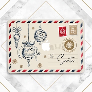 Impresión de carta de Papá Noel, linda decoración navideña, Polo Norte, funda rígida para MacBook, funda para MacBook, regalo de Navidad de invierno, funda para MacBook de Año Nuevo, sello, arte de viaje