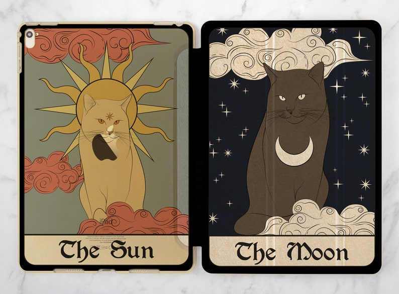 Tarotkortskonst Kattälskare gåva Svart magisk konst iPad-skal katt iPad smart-skal iPad mini 5-skal iPad Air 3-skal iPad mini 4 iPad-skal 9 7 bild 1