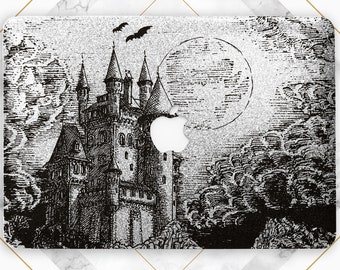 Creepy Schloss Kunst Macbook Hülle Magie Macbook Hülle Glitzer Gothic Fall Macbook Hülle Silber Macbook Hülle Mond Air 13 M2 Pro 13 Bat