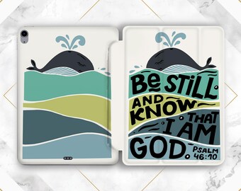 Blue whale case iPad case quote iPad case saying Cute animal Bible iPad smart case iPad case kids Faith Bible verse Air 13 Pro 13 Mini 7 11