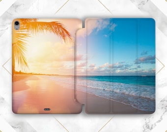 Sunset on a beach iPad case nature Palm tree print iPad case summer Sea Ocean case iPad blue sky print Air 13 Mini 7 Pro 11 2025 Pro 13 12 9