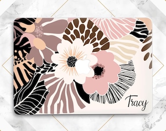 Custom name print Macbook case floral Aesthetic print case Macbook case girly Personalized White Pink flowers Pro 14 Air 13 Pro 16 Air 15