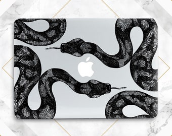 Serpent print case Macbook case snake Macbook clear case Fashion Black animal print Simple Minimalist Pro 14 M5 Pro 16 2025 Air 15 Air 13