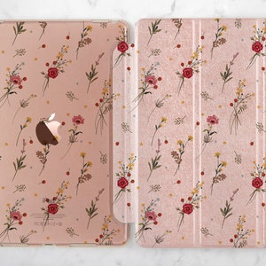 Wild flowers iPad flip cover Golden case iPad 10 2 iPad case 10 5 iPad smart case iPad Air 3 iPad case 12 9 Rose gold iPad flip cover 9 7