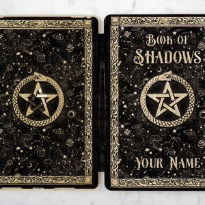 Book of shadows print Custom Occult case name Ouroboros art constellation Black magic art smart case flip cover Black case Pentagram art