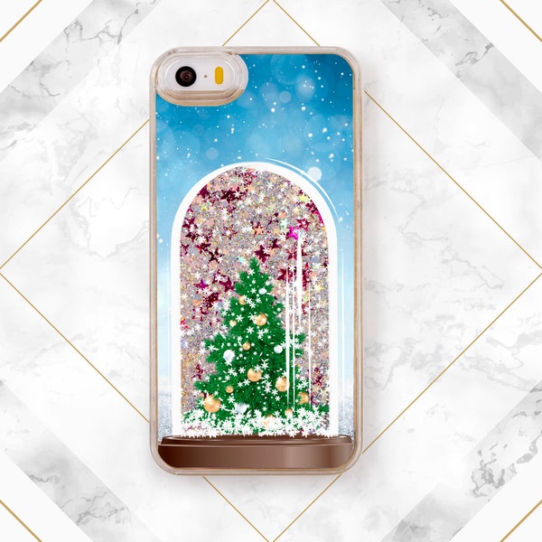 Phone case tree iPhone case winter Christmas decor Christmas tree Case for Samsung iPhone case glitter s9 case clear iPhone X Snow iPhone SE