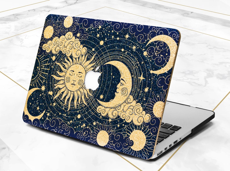 MacBook case moon Pro 16 case Vintage sun Golden glitter Rose gold case Pro 13 2019 MacBook Air 13 MacBook case bling MacBook 2020 Night image 5