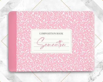 Macbook case composition book Cute gift for her Personalized cover Macbook case name Trendy pink case Custom Air 15 Air 13 Pro 14 Pro 16 M5