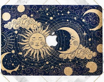 Macbook case moon Pro 16 case Vintage sun Golden glitter Rose gold case Pro 13 2019 Macbook Air 13 Macbook case bling Macbook 2020 Night