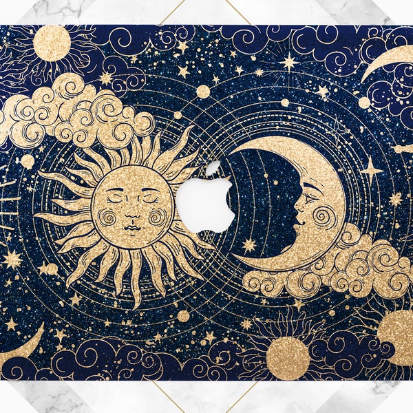 Macbook case moon Pro 16 case Vintage sun Golden glitter Rose gold case Pro 13 2019 Macbook Air 13 Macbook case bling Macbook 2020 Night