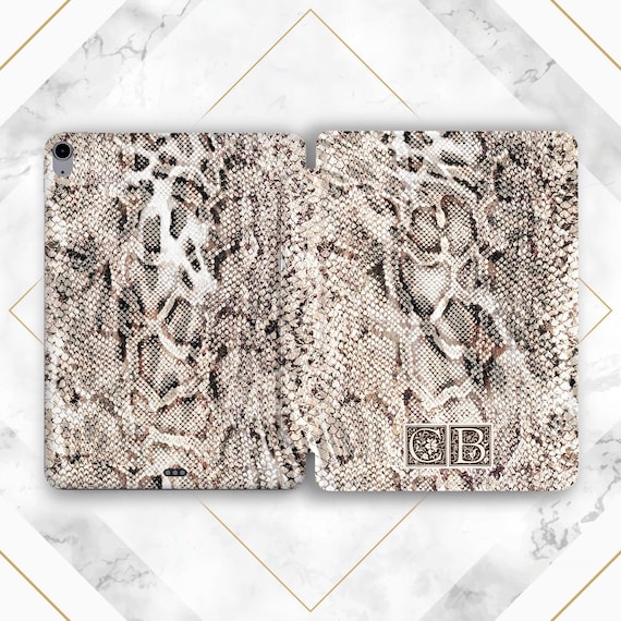 Serpent skin texture print iPad animal print initials Personalized cover iPad case custom Fashion Snake skin print Air 13 Pro 11 13 Mini 7