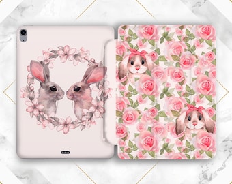 かわいいウサギのiPadケース うさぎ ライトピンクのカバー キッズ