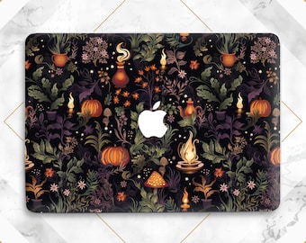 Witchy Botanical Cute pumpkin Macbook case dark Macbook case occult Black magic Macbook hard shell Sleeve Pro 16 Pro 14 Air 15 Air 13 Neo