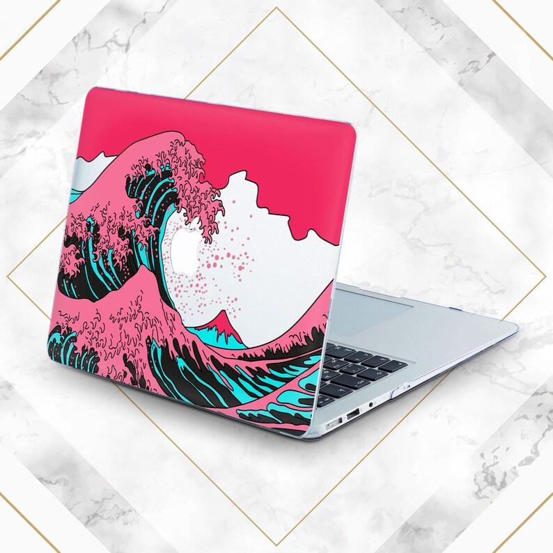 Great Wave Kanagawa Japanese Trendy Art MacBook Case Pink Waver Ocean ...