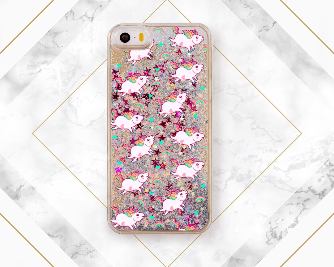 Kawaii Unicorn Case iPhone Case Clear Phone Case Animal Glitter