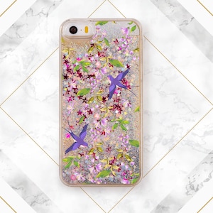 Phone case swallow iPhone bird Liquid glitter case iPhone case spring Glitter Waterfall Floating glitter iPhone 13 case Case for Samsung