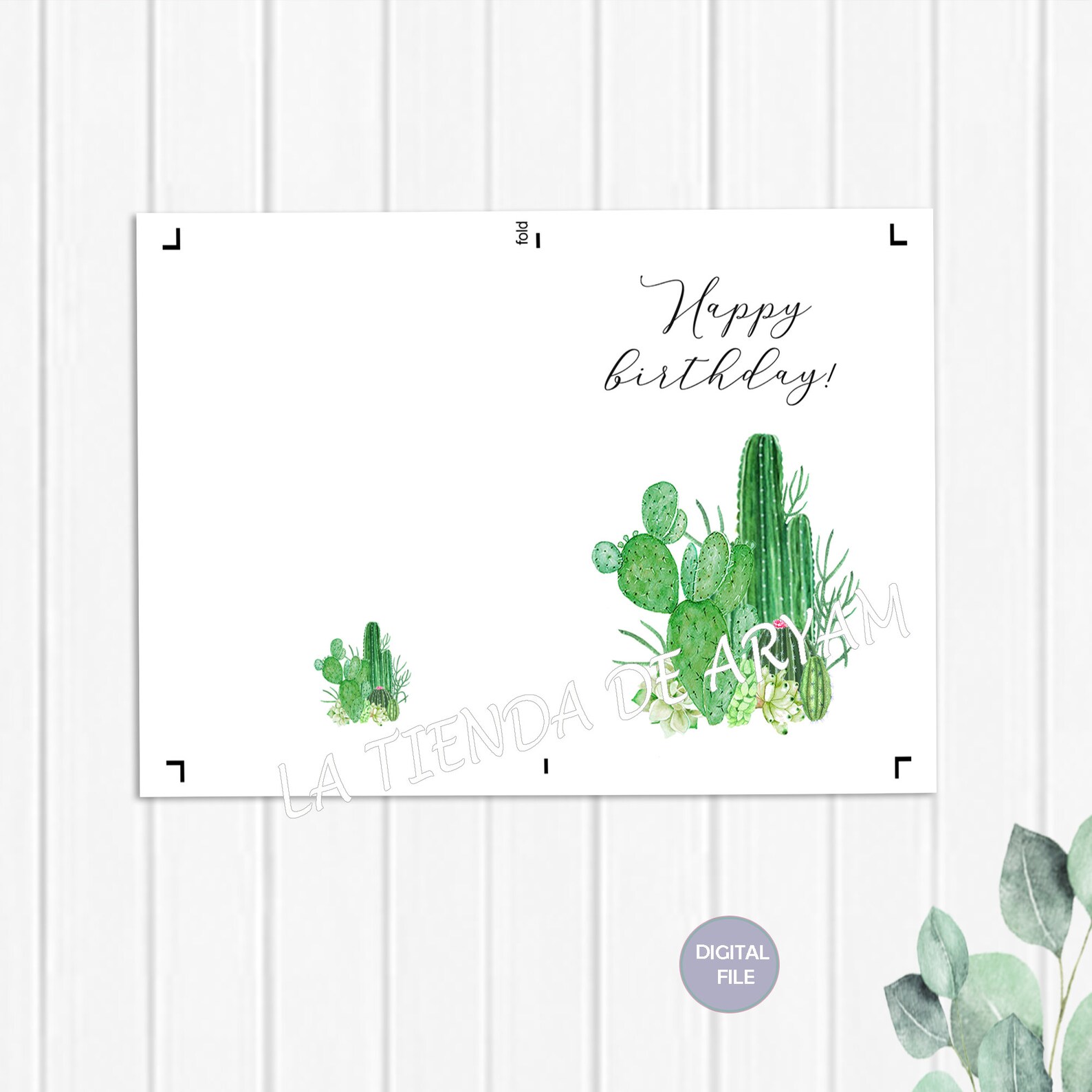 Printable Birthday Card Cactus Birthday Card Happy | Etsy