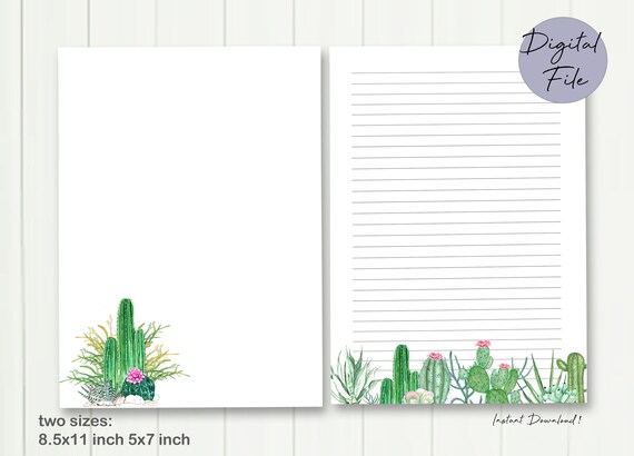 Stationery Writing Paper PRINTABLES Letter Paper 5x7 | Etsy