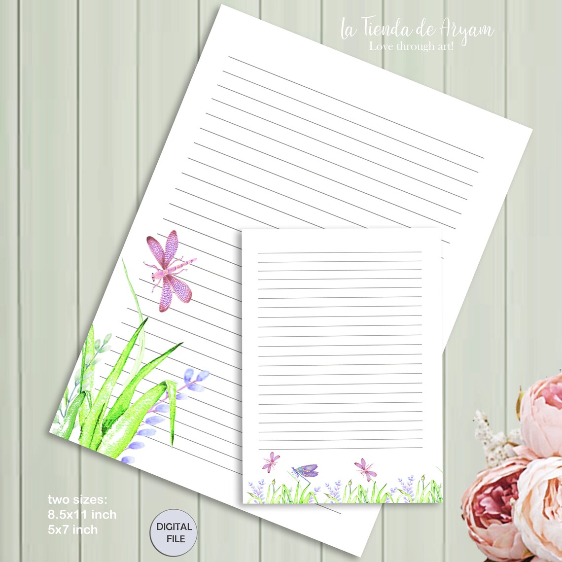 Stationery Writing Paper Printables Letter Paper 5x7 - Etsy