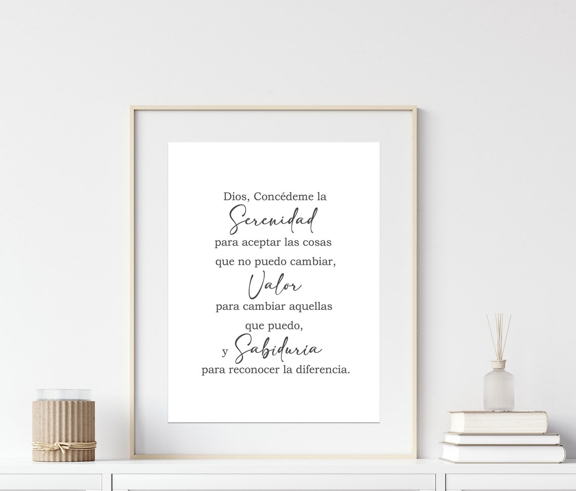 Spanish Serenity Prayer Oración De La Serenidad Christian - Etsy