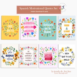 Spanish Quote cards, Spanish Motivational Cards ,  Quote Prints Cards, Spanish Inspirational Cards, Printable Spanish Happy Quotes set