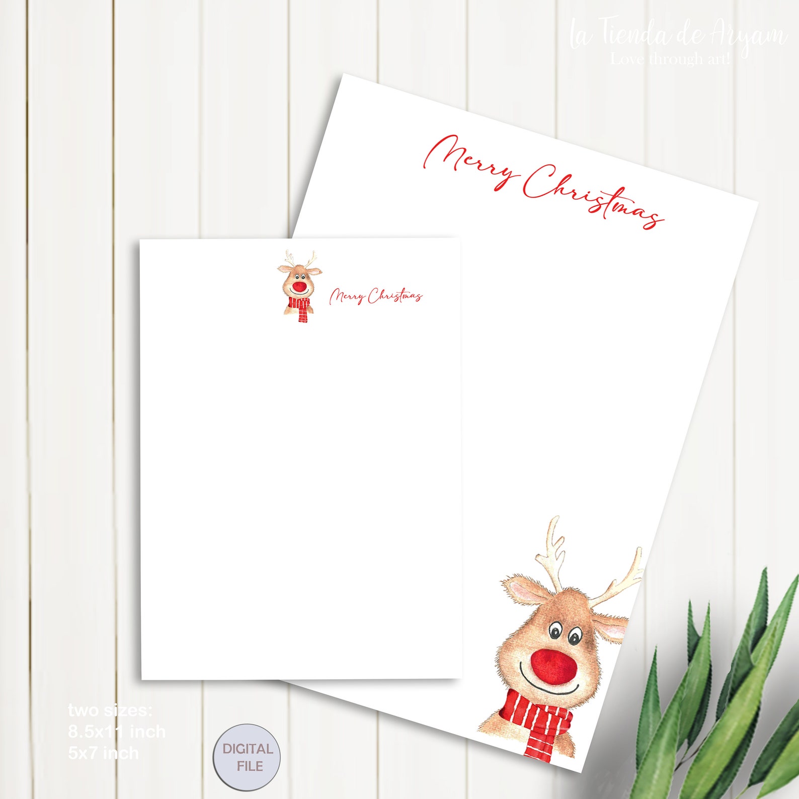 Merry Christmas Little Reindeer Christmas Stationery Set - Etsy