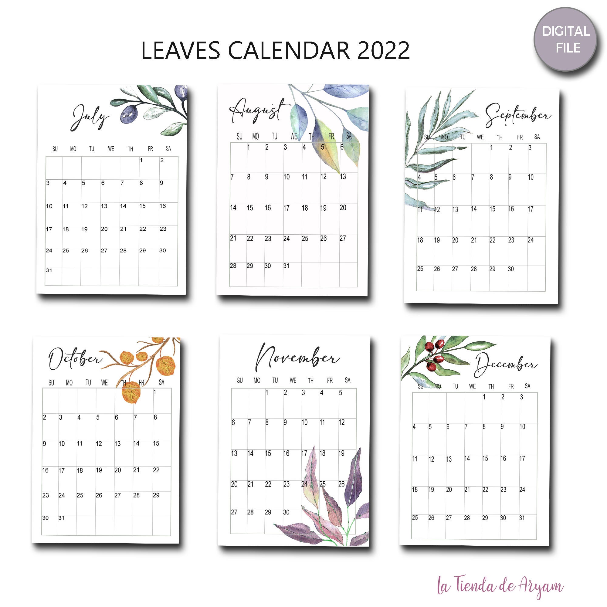 20212022 Calendar Printable Wall Calendar 20212022 2022 Etsy