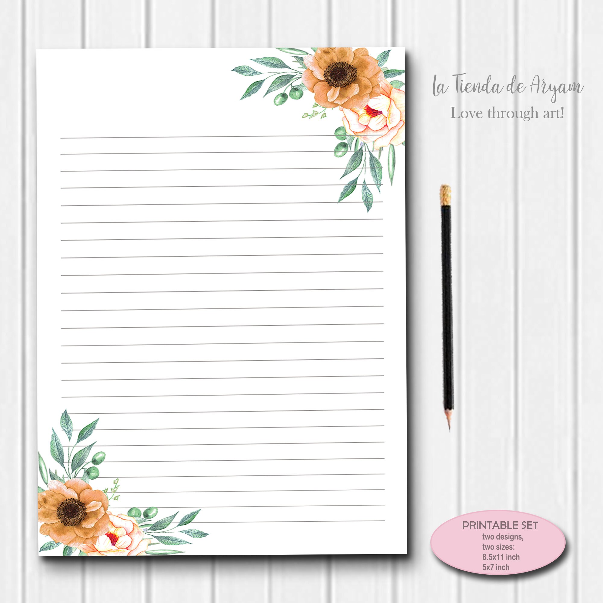 Stationery Writing Paper Printables Letter Paper 5x7 - Etsy