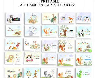 Affirmations for Kids, Positivity Cards, Motivational Cards, Daily Affirmation, Printable