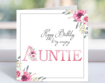 Happy Birthday Auntie, Birthday Card For Auntie,  Birthday Card for Auntie, Auntie Birthday Card, Auntie gift, Instant Download