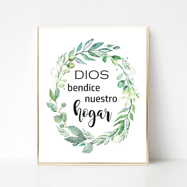 Dios bendice nuestro hogar Imprimible, español, decoración imprimible en español, imprimible español,  casa nueva