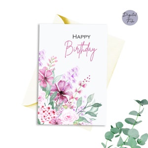 Happy Birthday Card, Birthday Card Printable, 5x7 Greeting Card, Happy ...