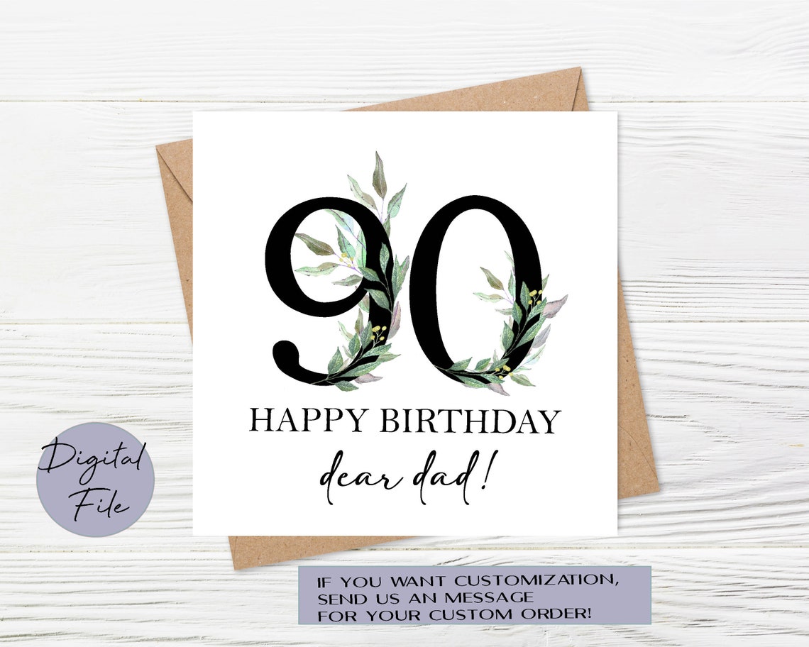 90th Birthday Card 90th Birthday Card Printable Personalised | Etsy